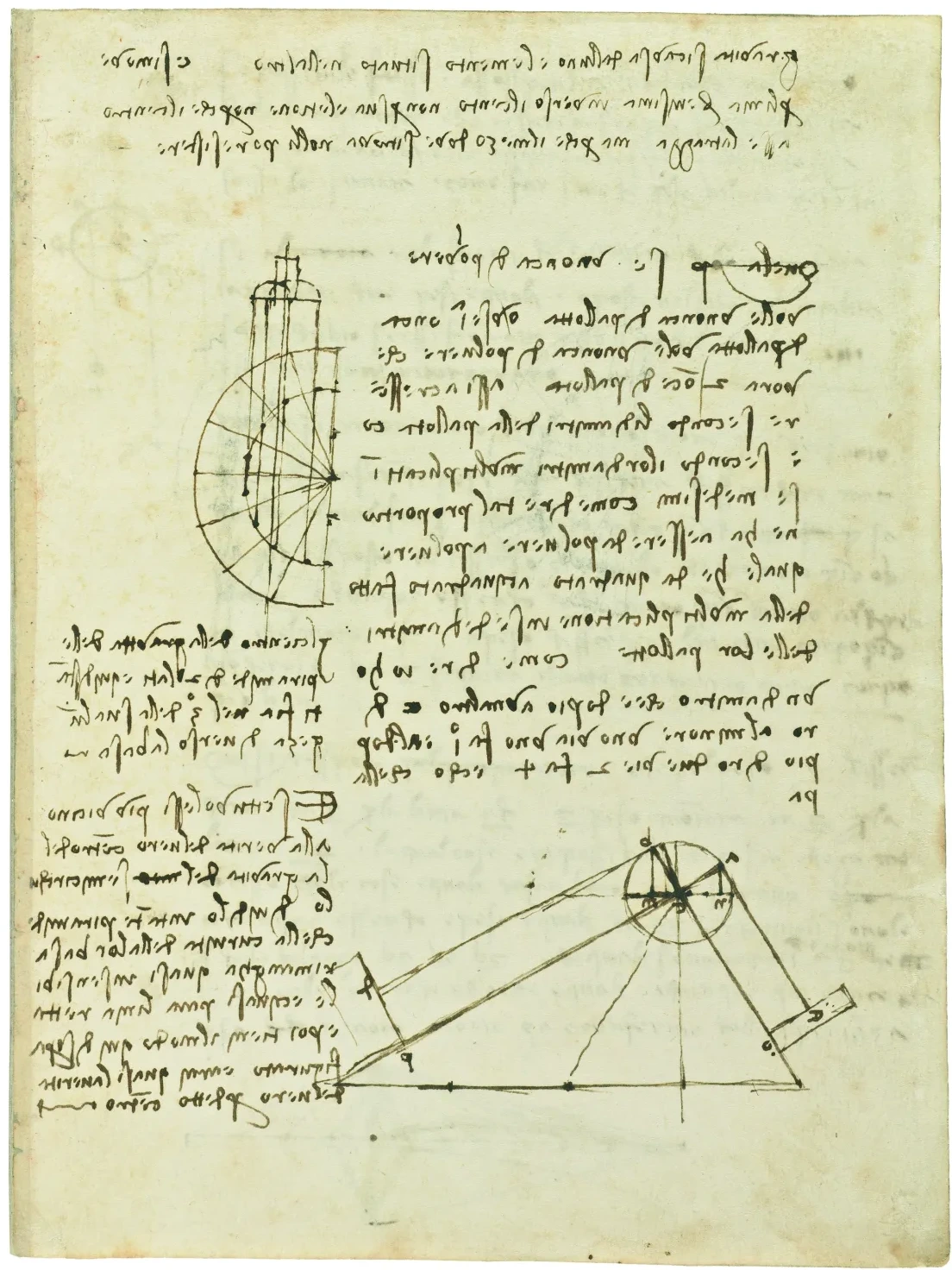 Études sur la gravité, Léonard de Vinci