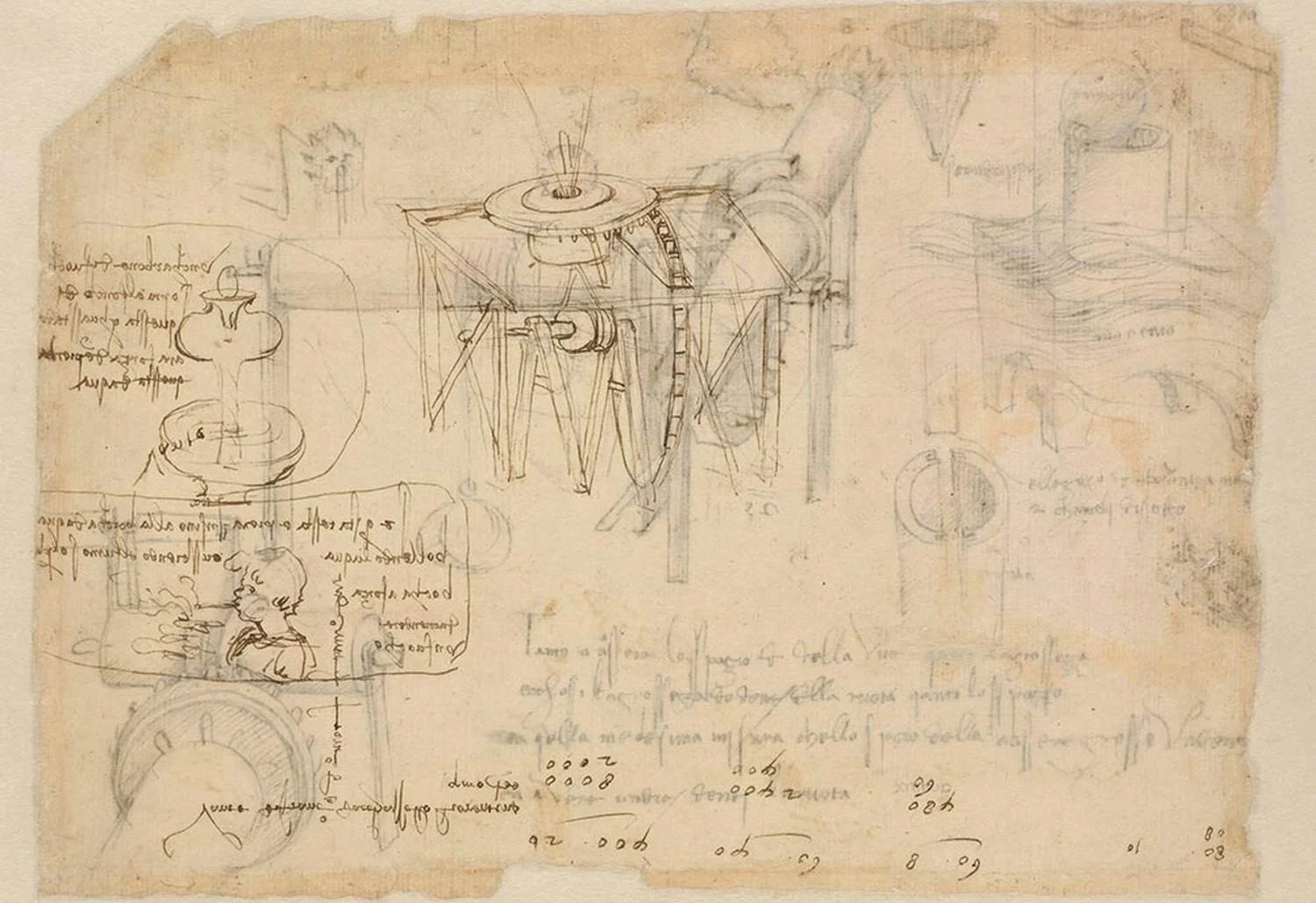 Study for a Steam Blower (Puffer) and a Drive Mechanism for a Potter's Wheel, Leonardo da Vinci