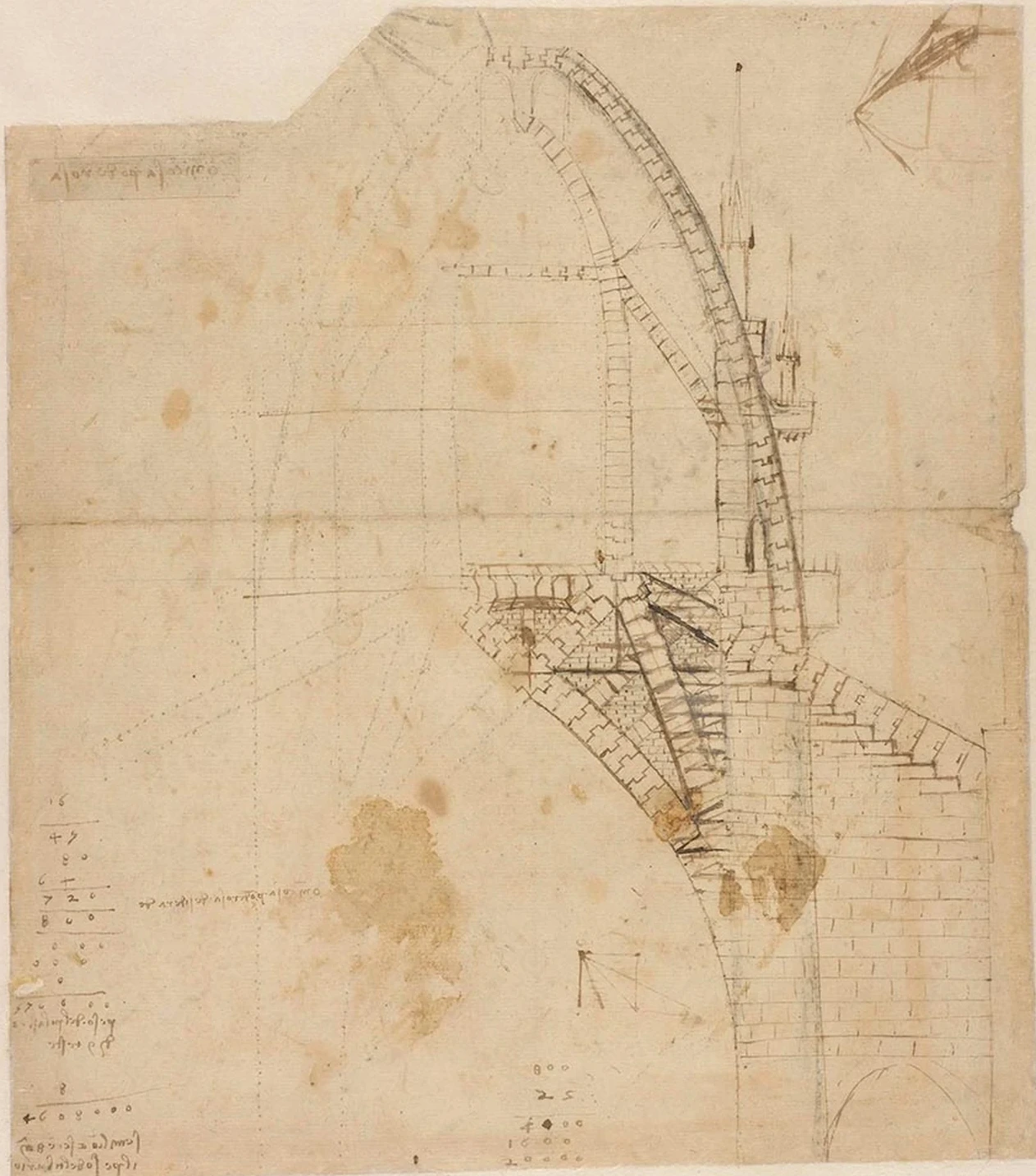 Étude pour la coupole de la cathédrale de Milan, Léonard de Vinci
