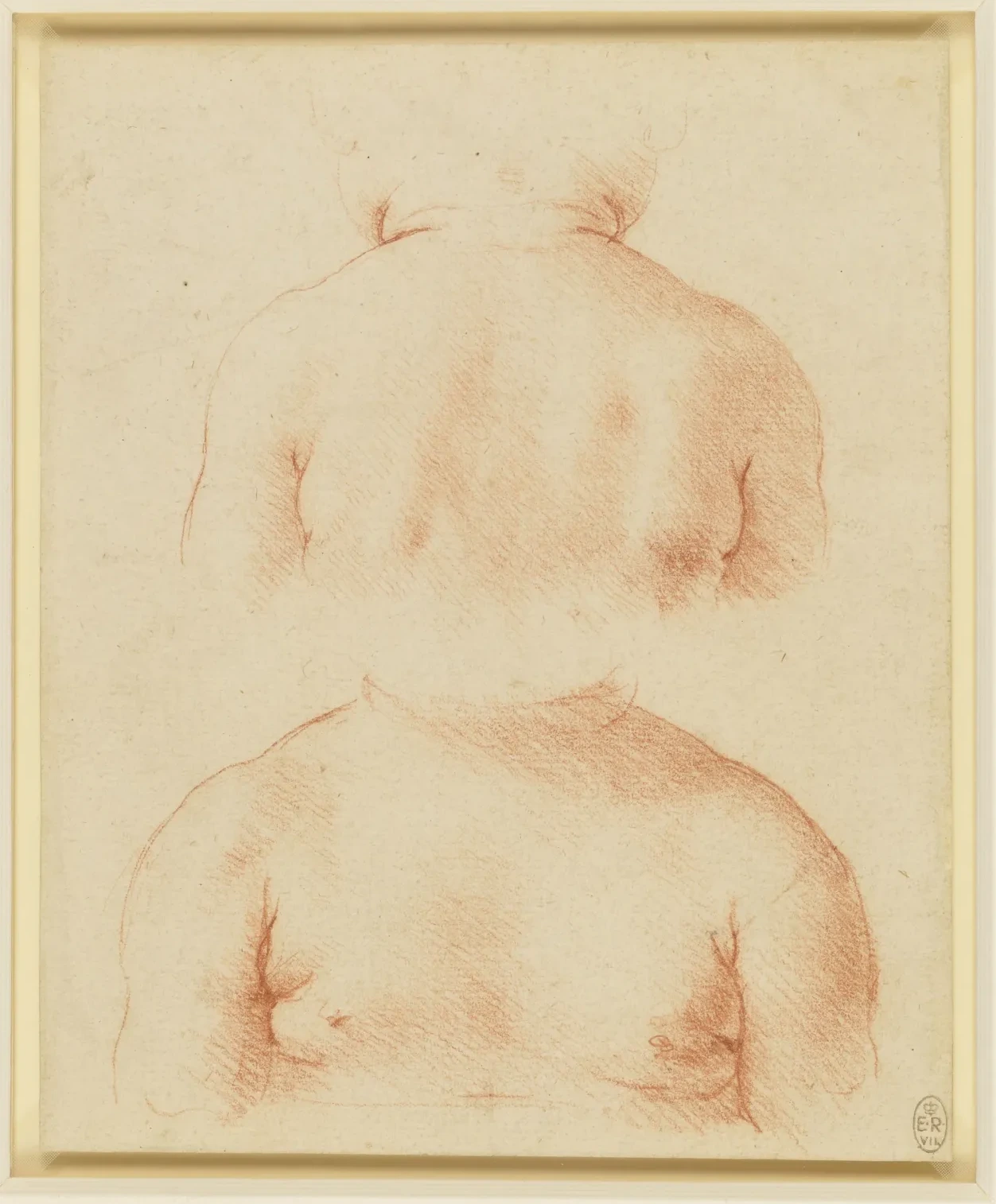 Étude du haut du buste et des épaules d'un enfant, vus de face et de dos, Léonard de Vinci