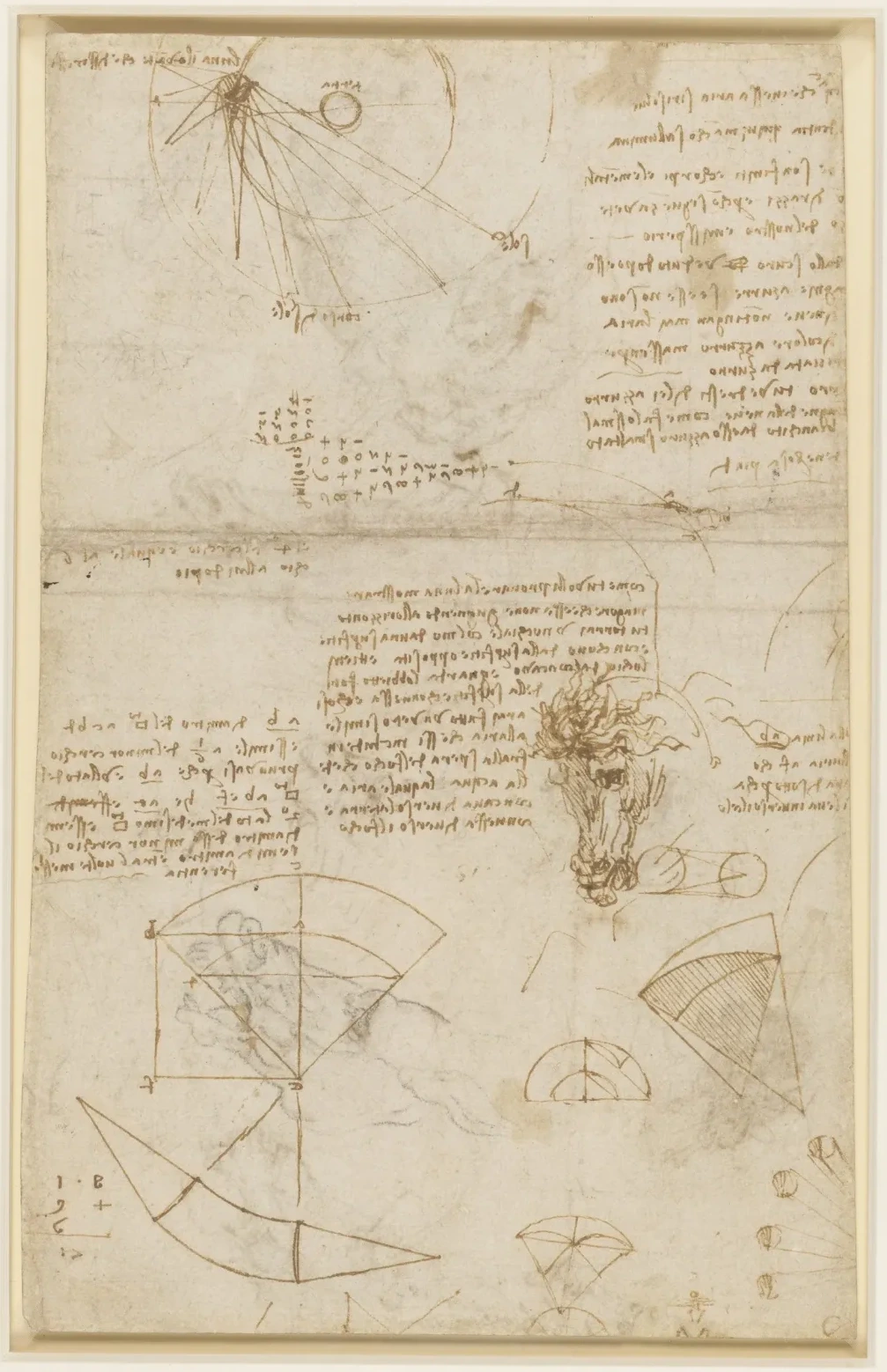 Study of a Horse's Head and Various Studies relating to the Solar System, Leonardo da Vinci