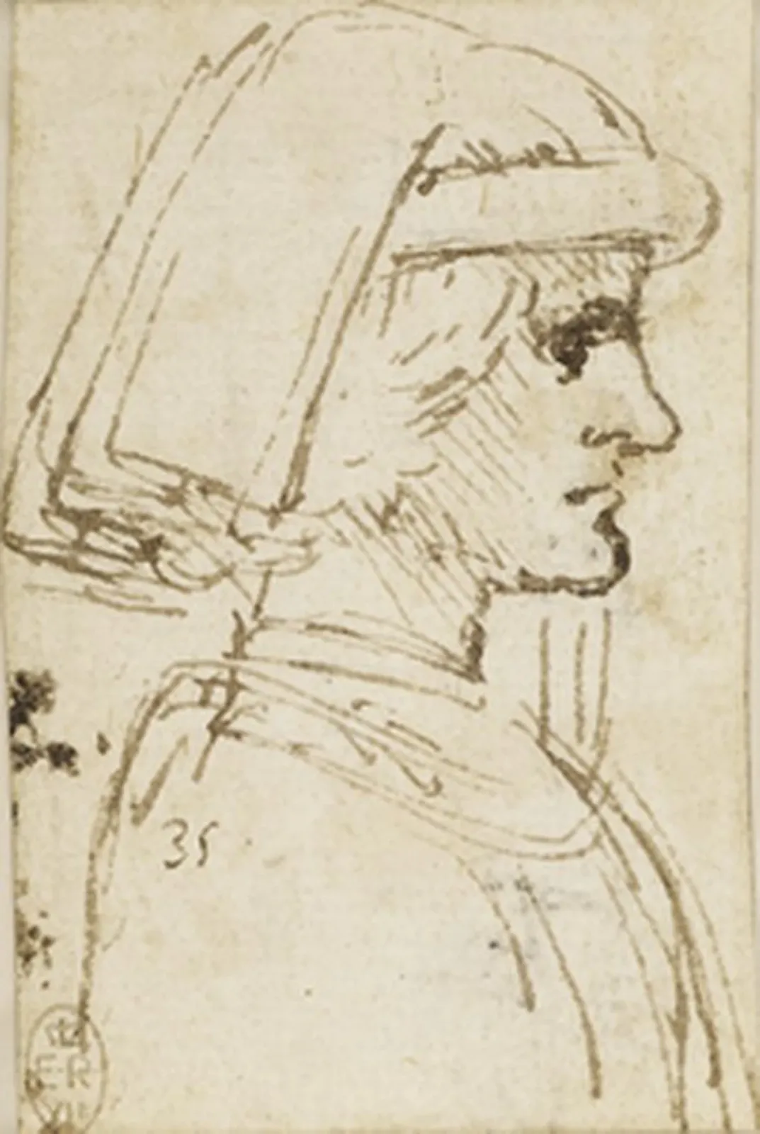 Study of a Man with a Headpiece Seen in Profile, Leonardo da Vinci