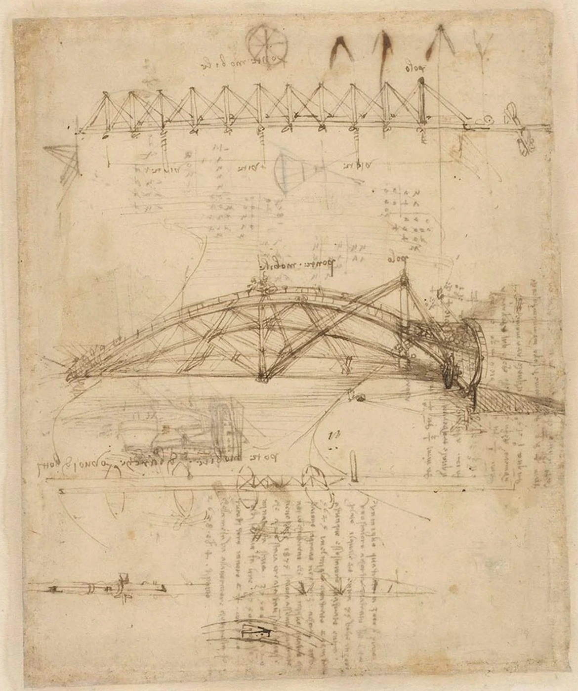 Study of a Swivelling Rope Bridge, Leonardo da Vinci