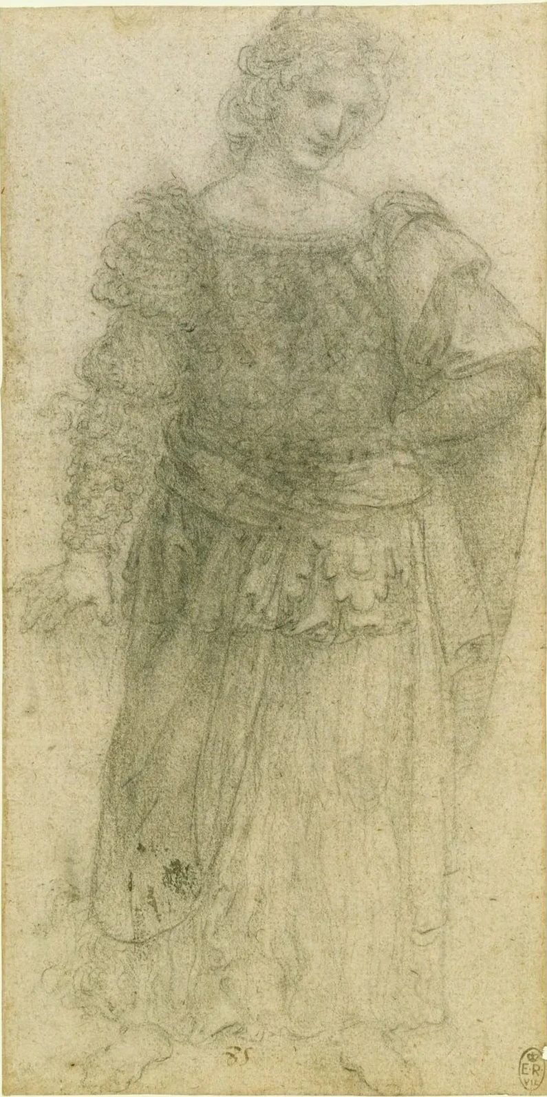 Étude d'une jeune femme en costume, Léonard de Vinci
