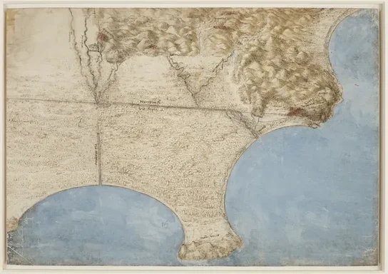 Vues cartographiques des marais Pontins et de la côte au nord de Terracine