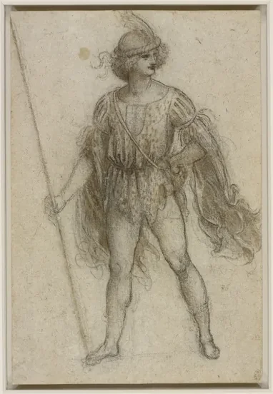 Drawing of a Young Man in Costume with a Lance in his RIght Hand