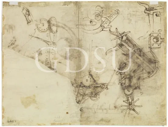 Drawing of Two Heads in Profile and Studies of Machines
