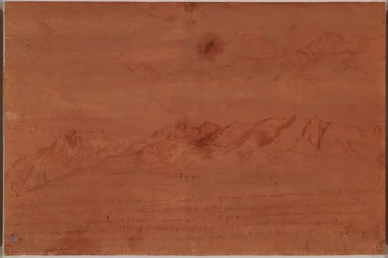 Dessin de deux chaînes de montagnes et notes