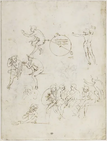 Etudes de figures masculines nues et étude d'hygromètre