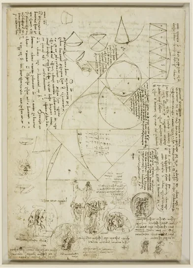 Dessins géométriques et études pour une allégorie (la vérité et le mensonge)