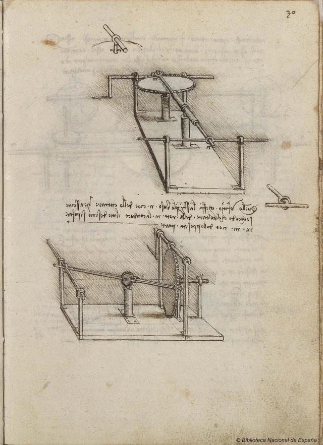 Dispositivo mecânico de transmissão do movimento, Leonardo da Vinci