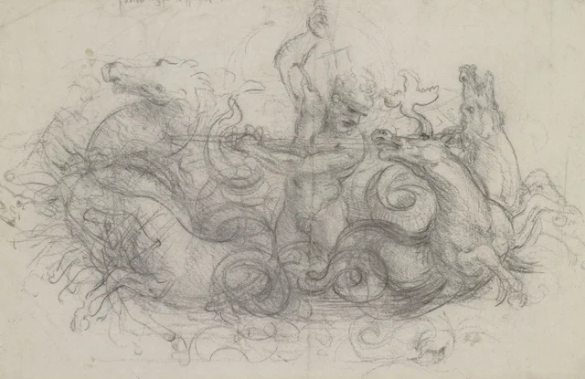 Neptuno y cuatro caballos marinos («Quos Ego»), Leonardo da Vinci
