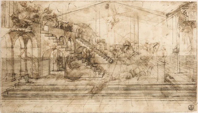 Estudo de perspectiva para o fundo da Adoração dos Magos