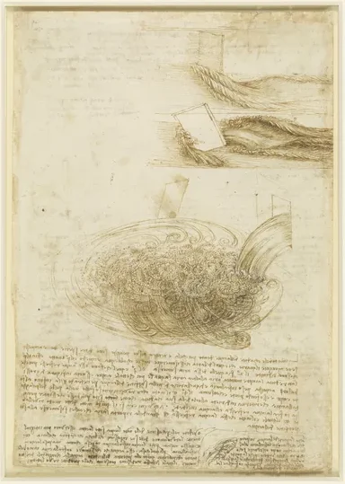 Sheet of Studies of Water Flowing past Obstacles and Sketch of Whirlpool