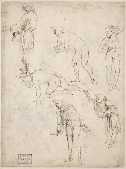 Six études d'hommes nus ou drapés