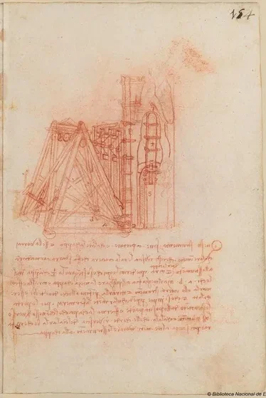Croquis d'une charpente de bois pour transporter et descendre le moule