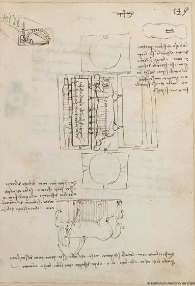 Sketch of the Casting Pit for the Sforza Horse seen from above (top) and the side (bottom)