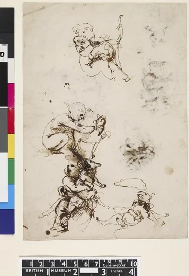 Croquis d'un enfant avec un chat