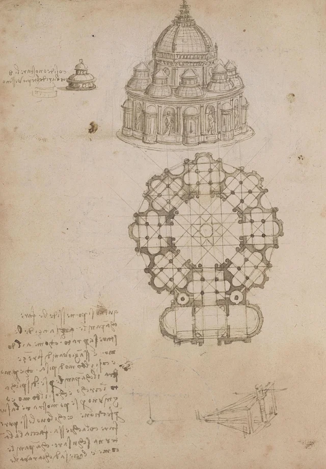 Estudios para un edificio de planta central, Leonardo da Vinci