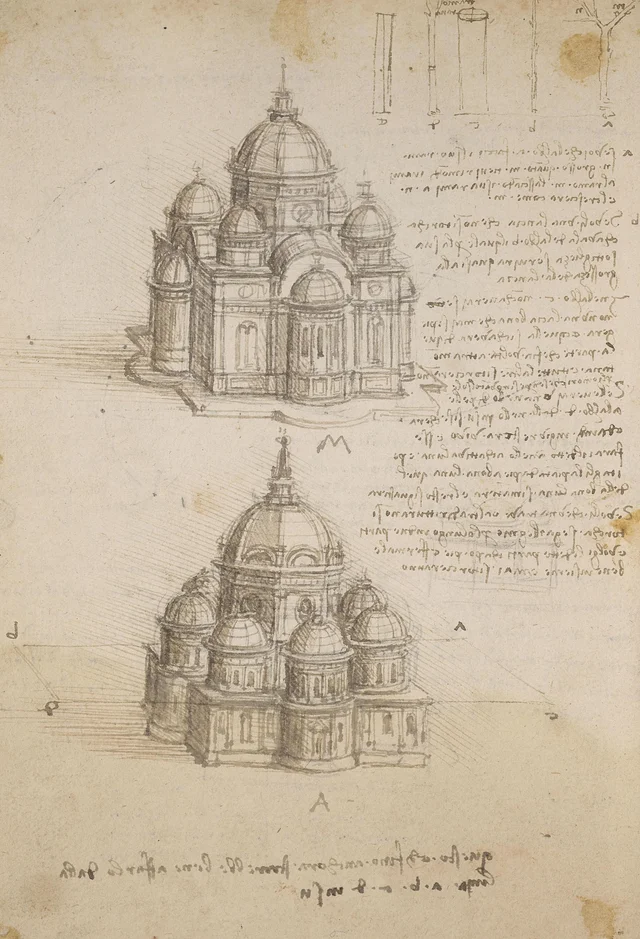 Estudios para un edificio de planta central, Leonardo da Vinci