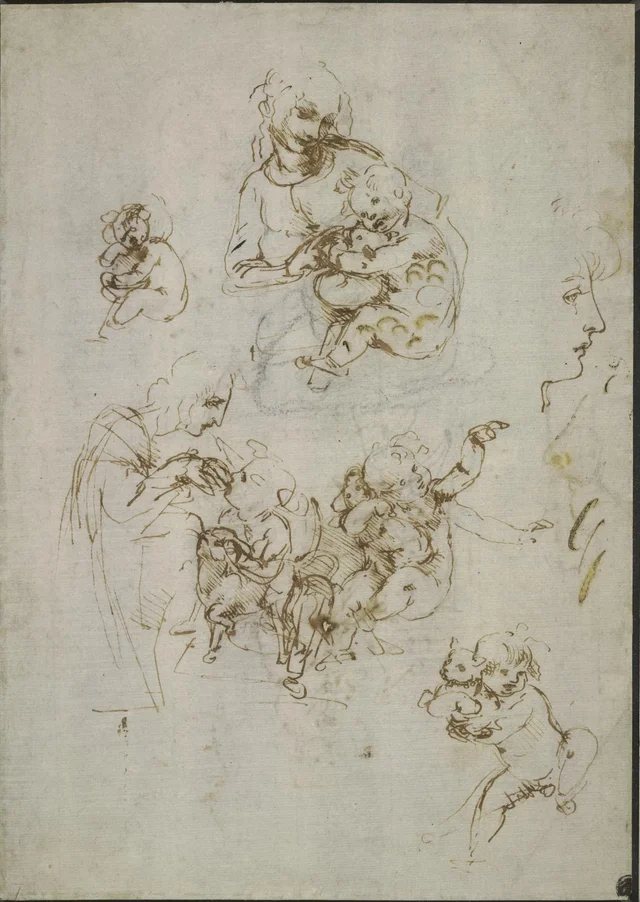 Études pour une Vierge au chat, Léonard de Vinci
