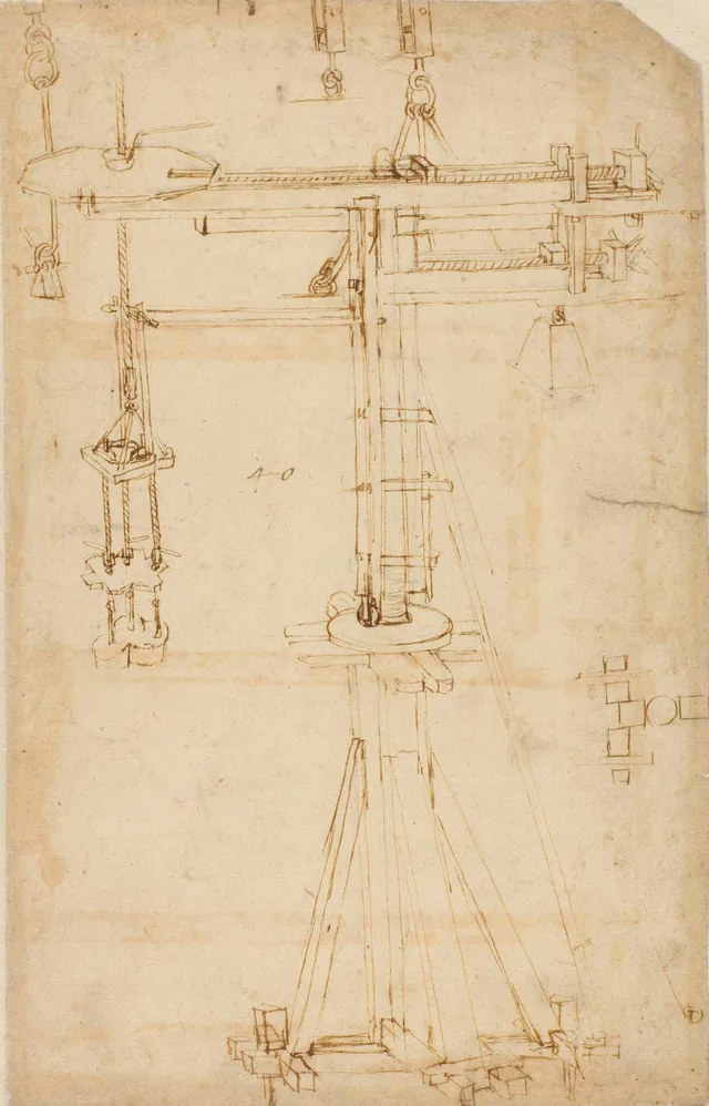 Études pour une grue pivotante, Léonard de Vinci