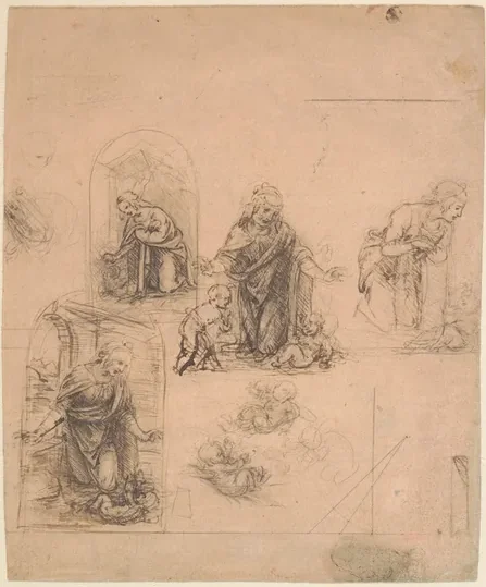 Études d'une Vierge adorant l'Enfant Jésus