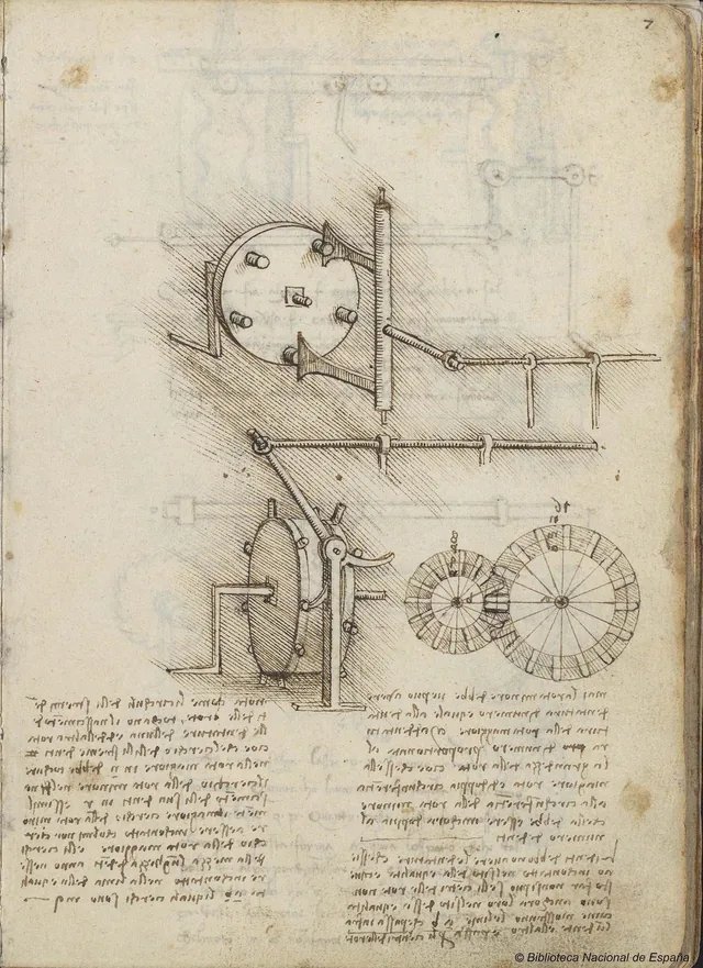 Études du fonctionnement des roues dentées, Léonard de Vinci