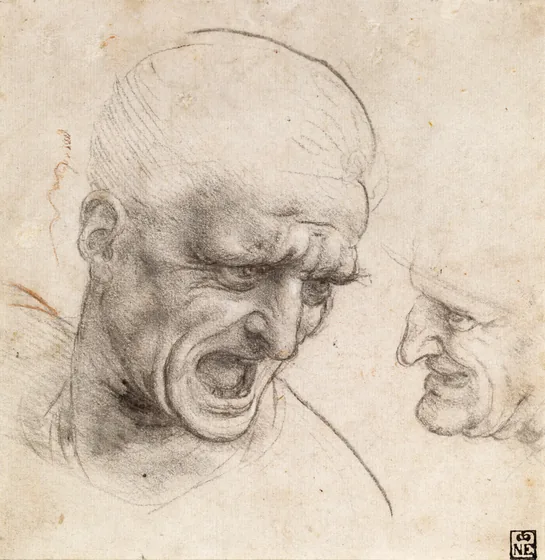 Study of the Heads of Two Soldiers