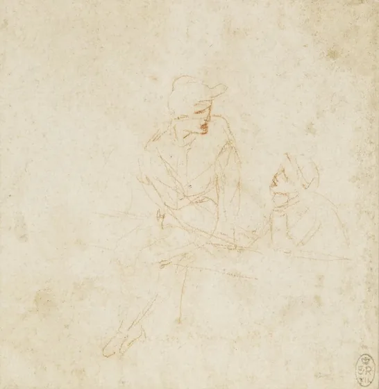Study of Two Figures in Conversation