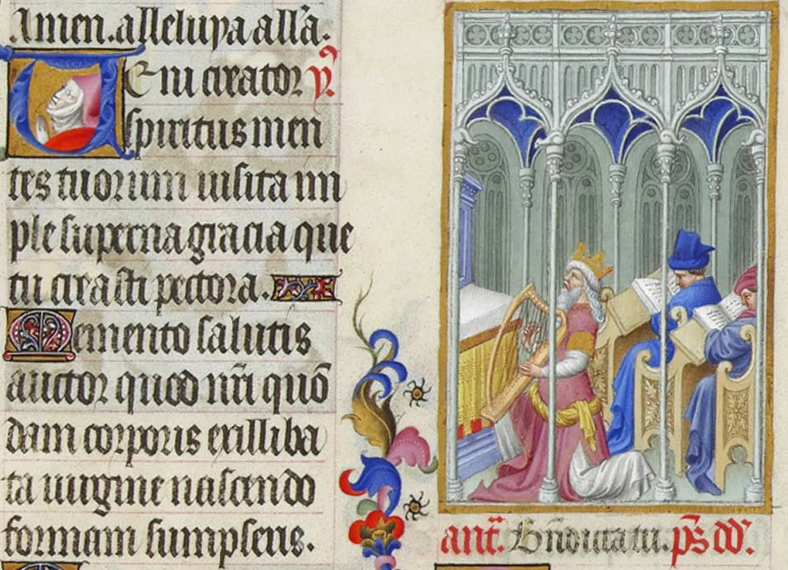 David jouant de la harpe, Très Riches Heures du duc de Berry