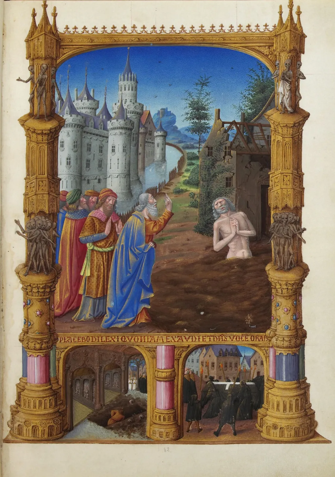Job raillé par ses amis, Très Riches Heures du duc de Berry