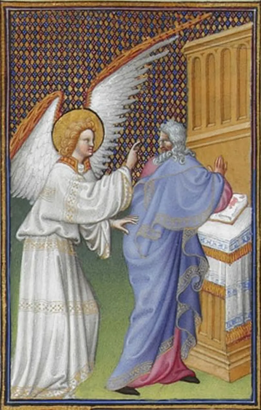 L'Archange Gabriel apparaît à Zacharie, Très Riches Heures du duc de Berry