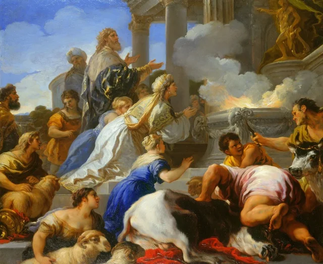 Los padres de Psique ofreciendo un sacrificio a Apolo