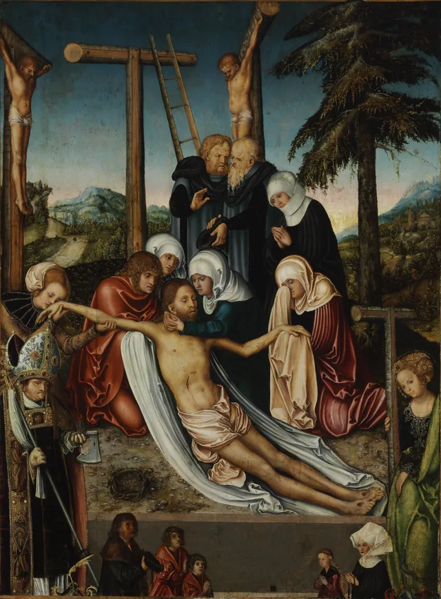 Lamentation of Christ with Saint Wolfgang and Saint Helen and Unidentified Donors