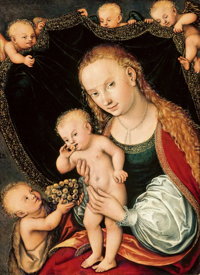 La Virgen con el Niño con el pequeño san Juan Bautista y ángeles, Lucas Cranach el Viejo