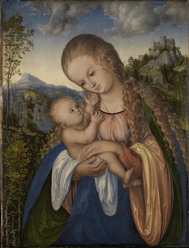 La Vierge à l'Enfant dans un paysage luxuriant