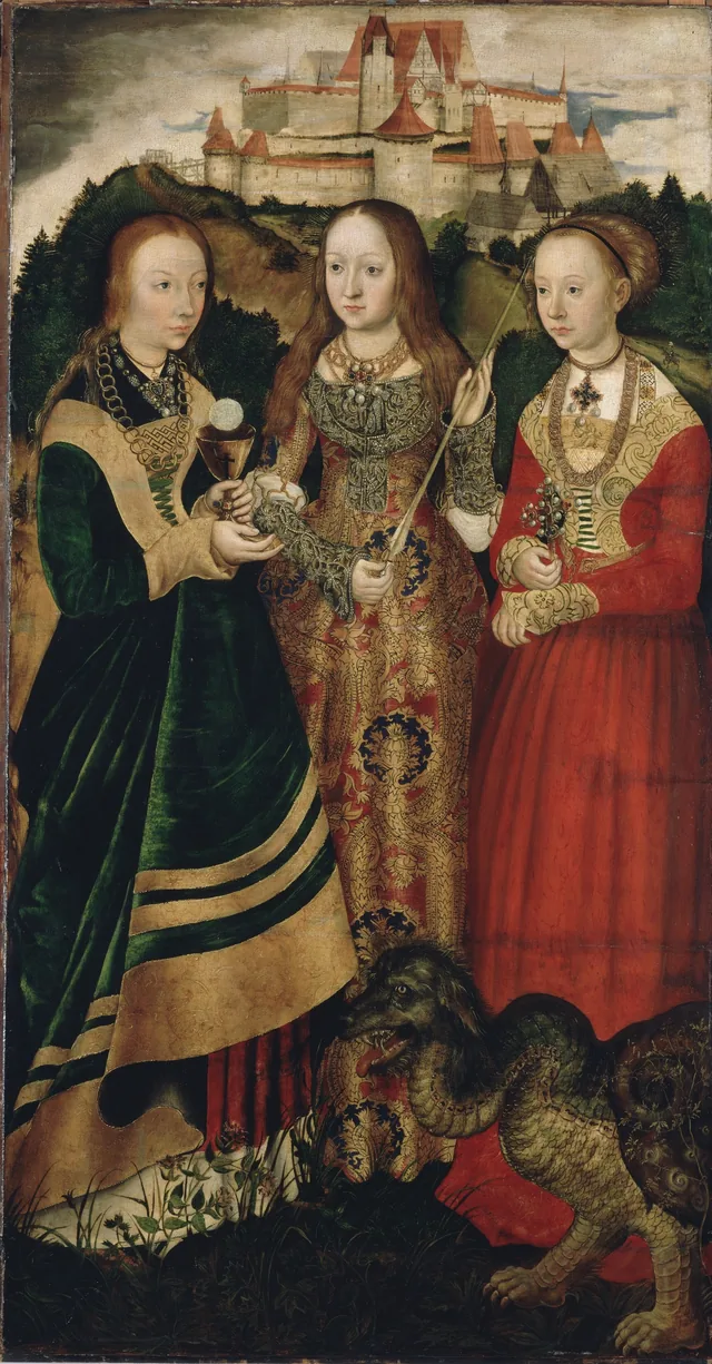 Saint Catherine Altarpiece: Saints Barbara, Ursula, and Margaret (right wing, recto)