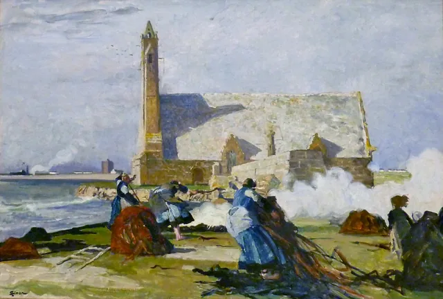 Burning Seaweed in Front of the Chapel of Notre-Dame-de-la-Joie at Penmarc'h