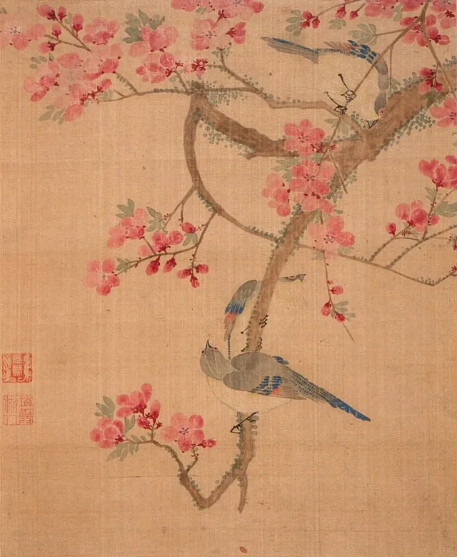 桃の花と鳥、画冊「花鳥魚」より