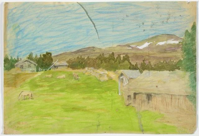 小屋のある山の風景