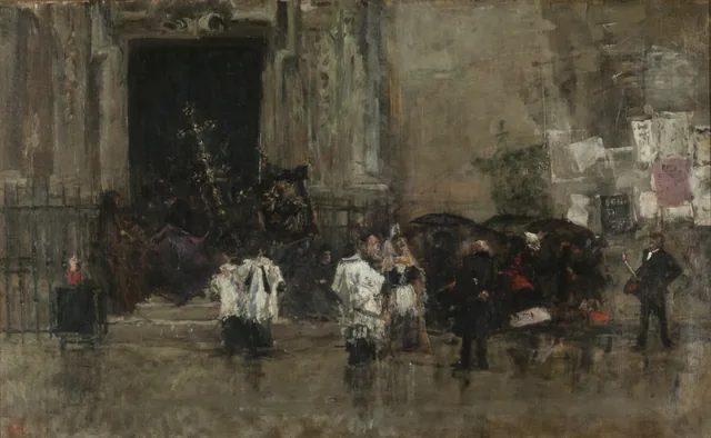Procession Surprised by Rain