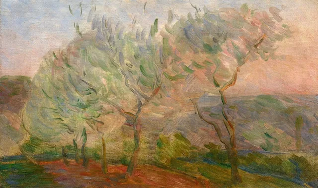 Paisaje con árboles al atardecer, Marie Bracquemond