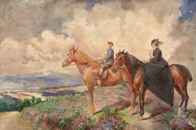 Pierre y Louise Bracquemond paseando a caballo por el Mont-Dore, Marie Bracquemond