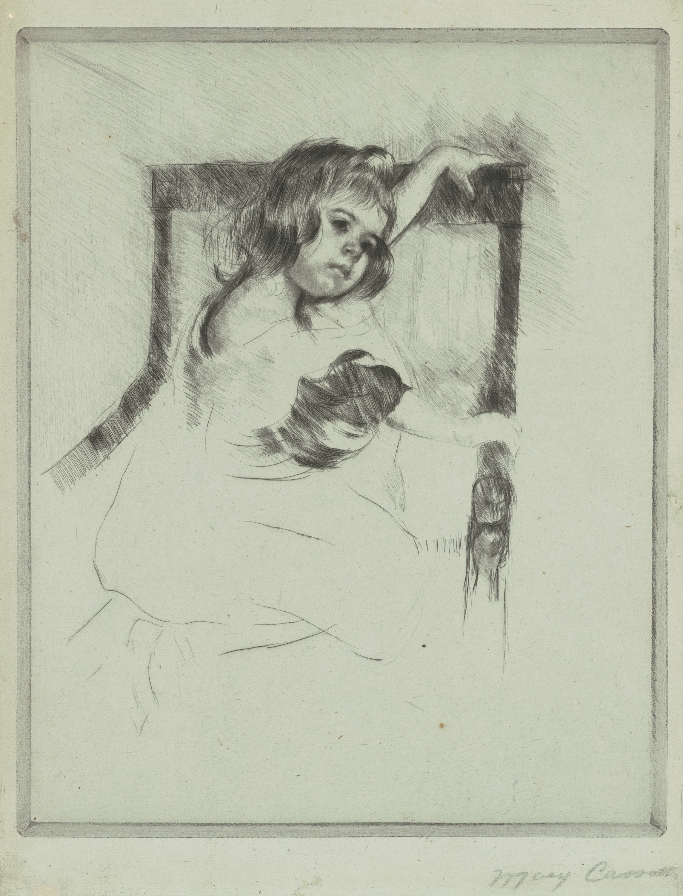 Kneeling in an Armchair, Mary Cassatt
