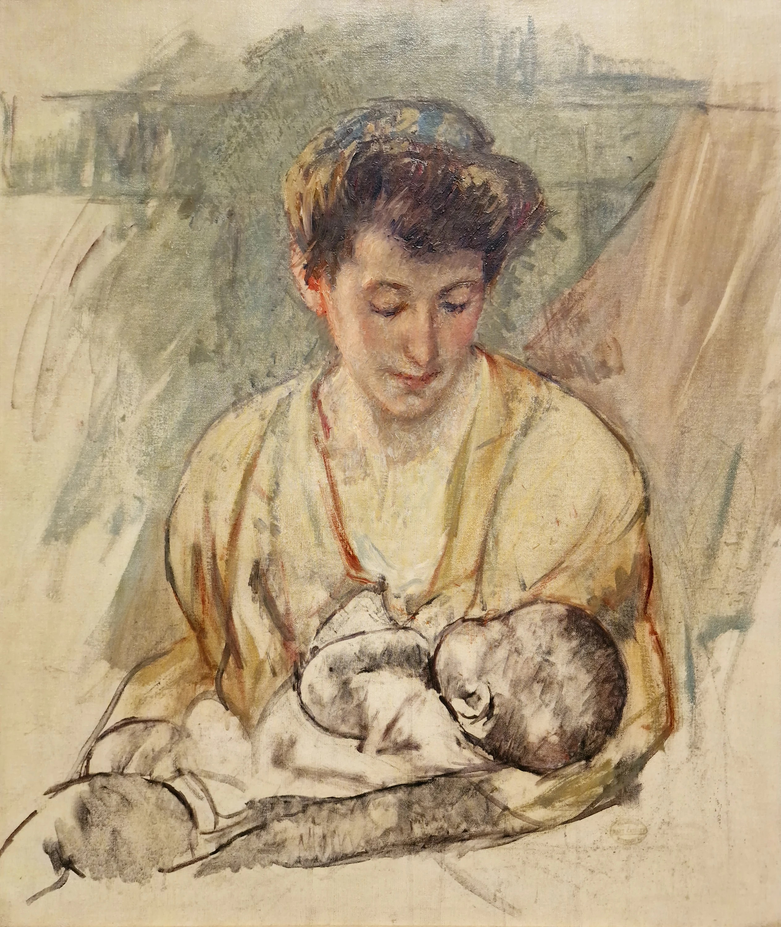 Mother Rose looking down at her Sleeping Baby, Mary Cassatt