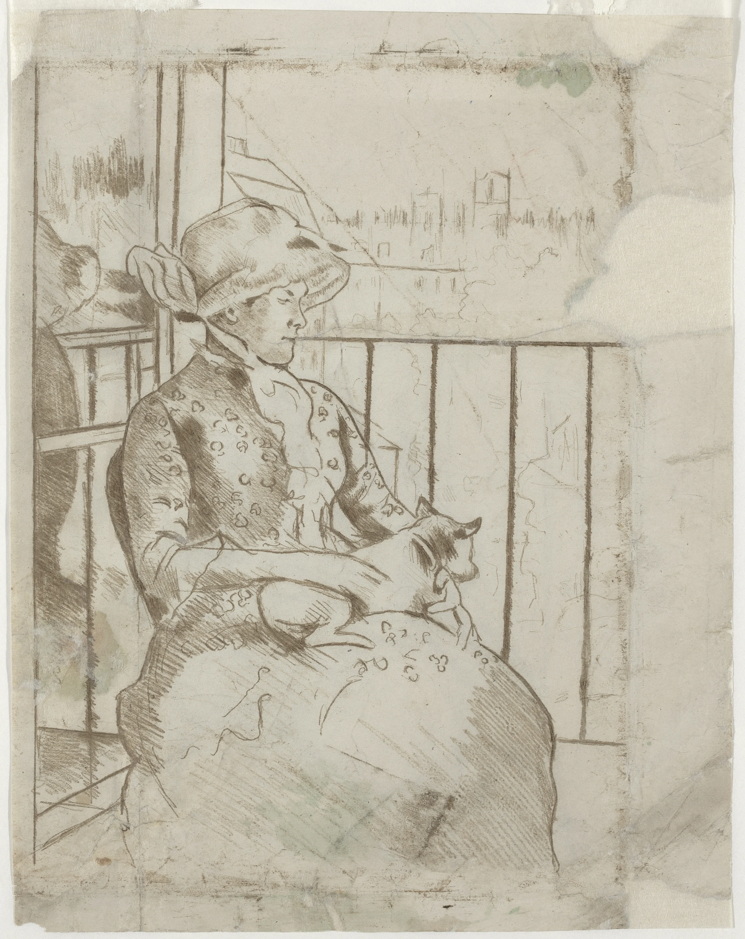Susan on a Balcony Holding a Dog [verso], Mary Cassatt