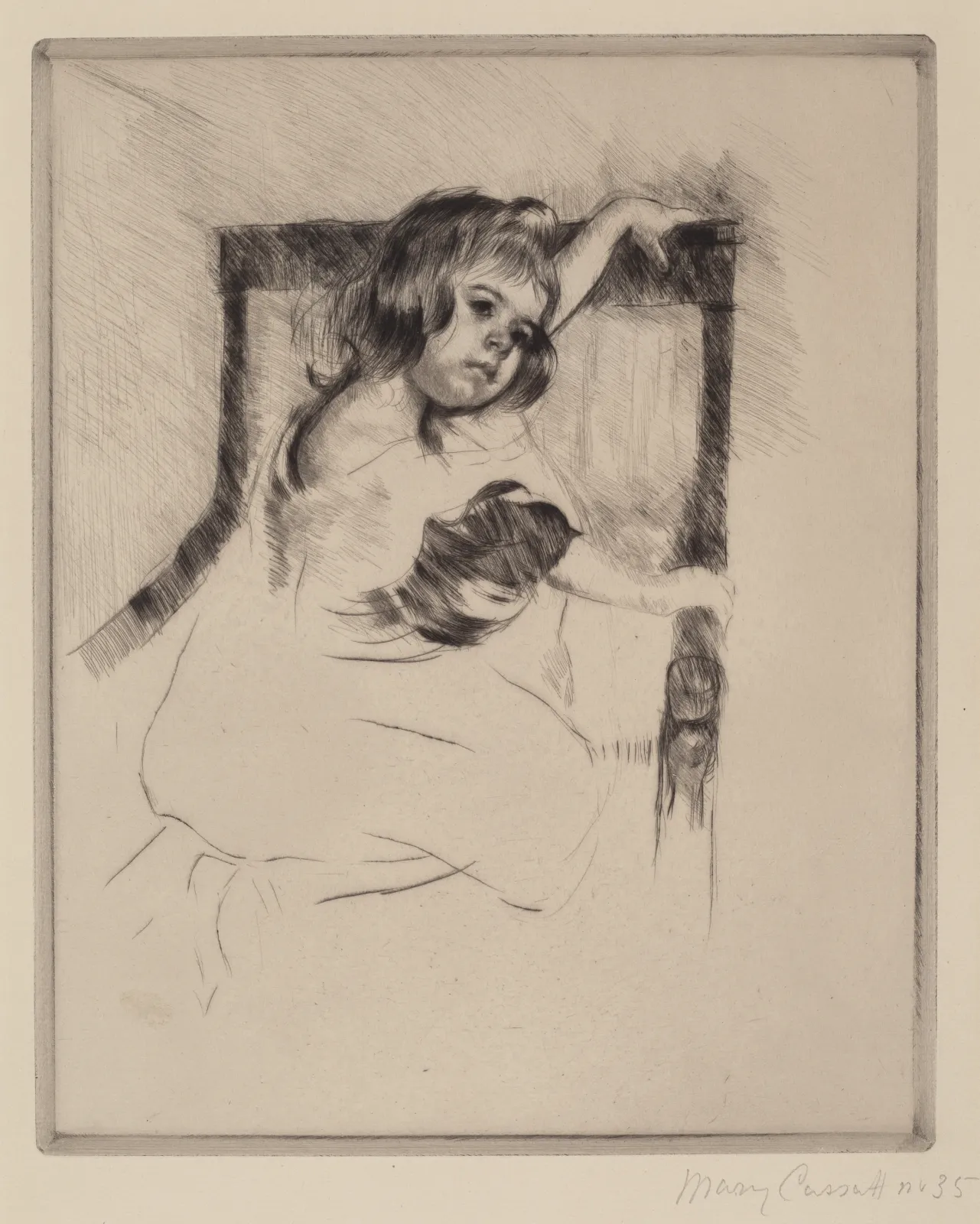Kneeling in an Armchair, Mary Cassatt