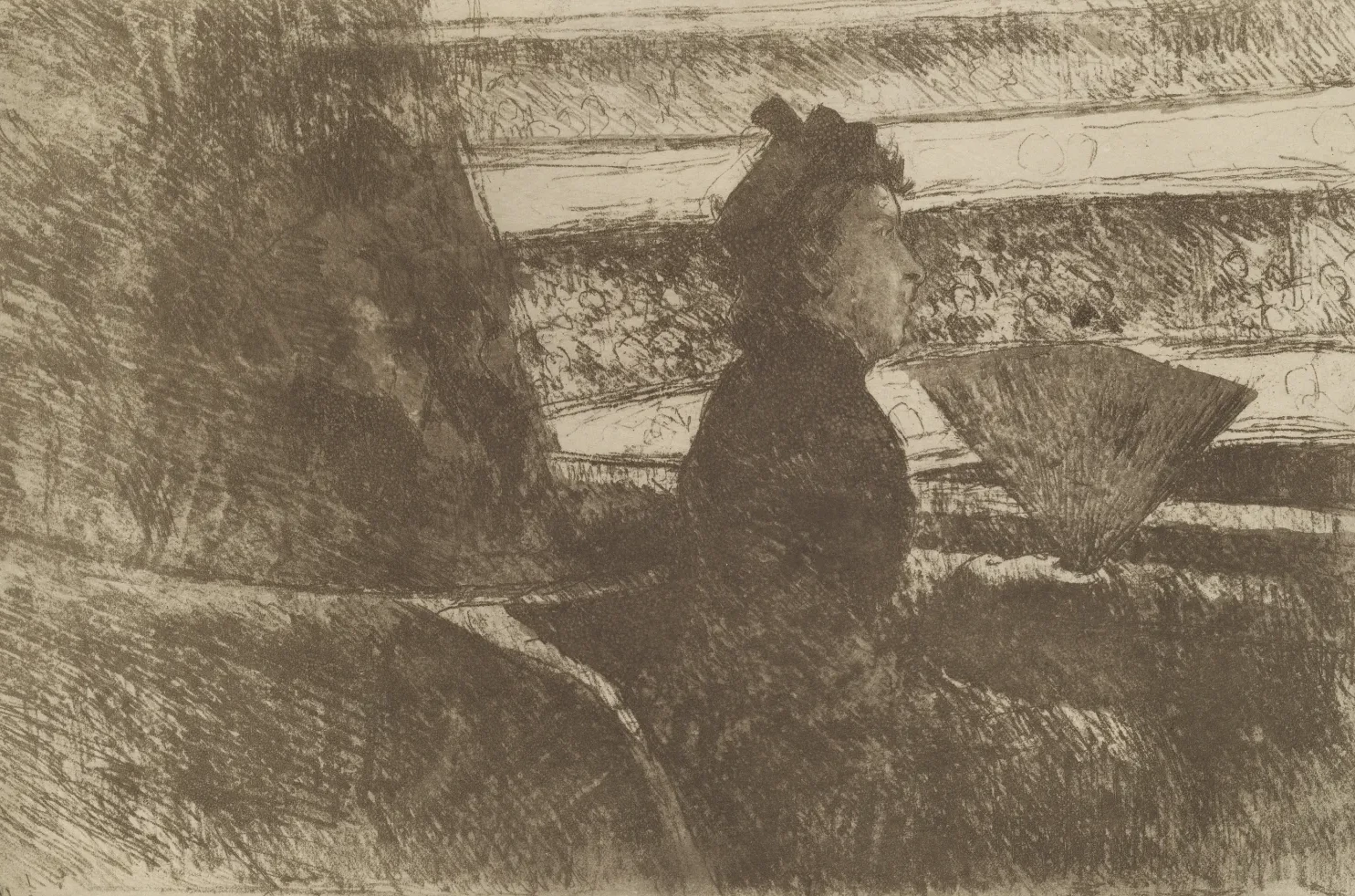 Lady in Black, in a Loge, Facing Right, Mary Cassatt