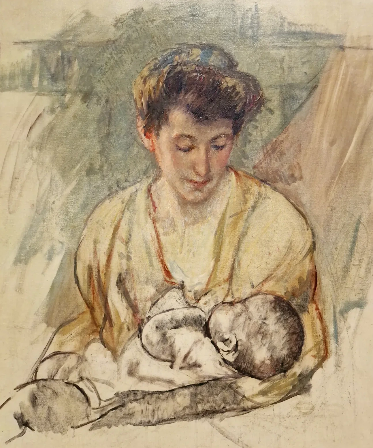 Mother Rose looking down at her Sleeping Baby, Mary Cassatt